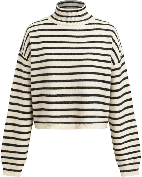 CIDER Cropped Sweaters for Women Pear Cute Turtleneck Sweater Long Sleeve Y2K Lantern Sleeve Pull... | Amazon (US)