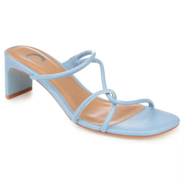 Journee Collection Womens Rianne Open Square Toe Half Block Heel Sandals | Target