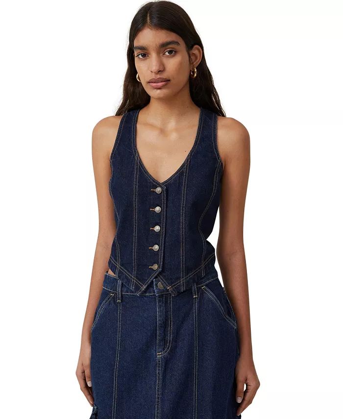 Women's Fitted Denim Vest | Macy's