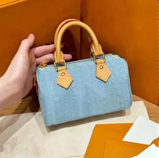 Top Designer Mini Nano 16cm Shoulder Bag Women Leather Denim Crossbody Luxury Brand Embossed Tote... | DHGate