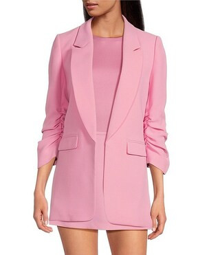 Gianni Bini Jemma Ruched 3/4 Sleeve Shawl Collar Twill Boyfriend Blazer | Dillard's | Dillard's