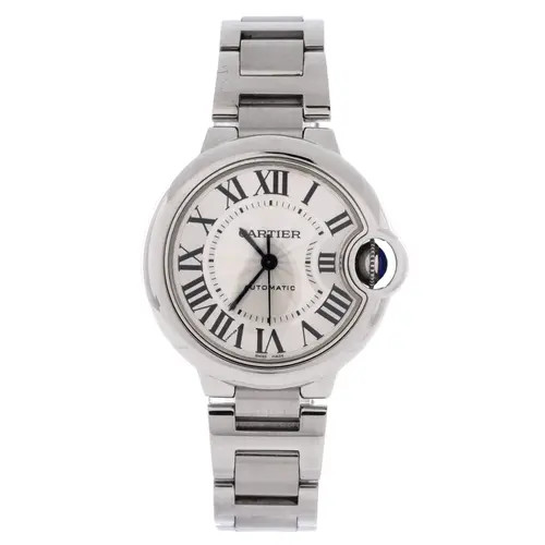 Pre-Owned Cartier Ballon Bleu de Cartier Automatic Watch Stainless Steel 33 in Metallic Silver at Nordstrom | Nordstrom
