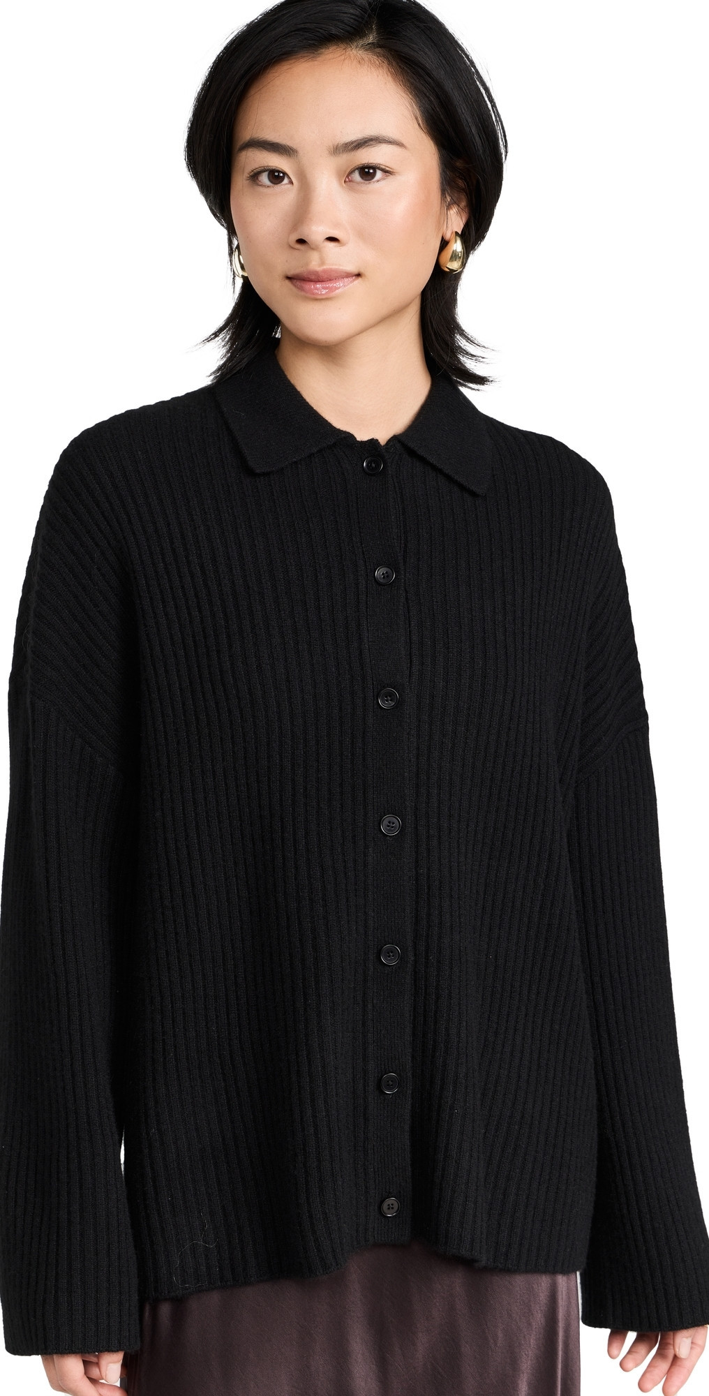 Reformation Fantino Cashmere Collared Cardigan Black XS | Shopbop