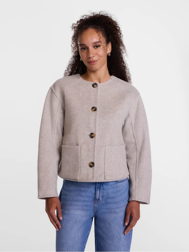 Scenario Women's Double Faced Faux Wool Jacket, Sizes XS-XXXL | Walmart (US)