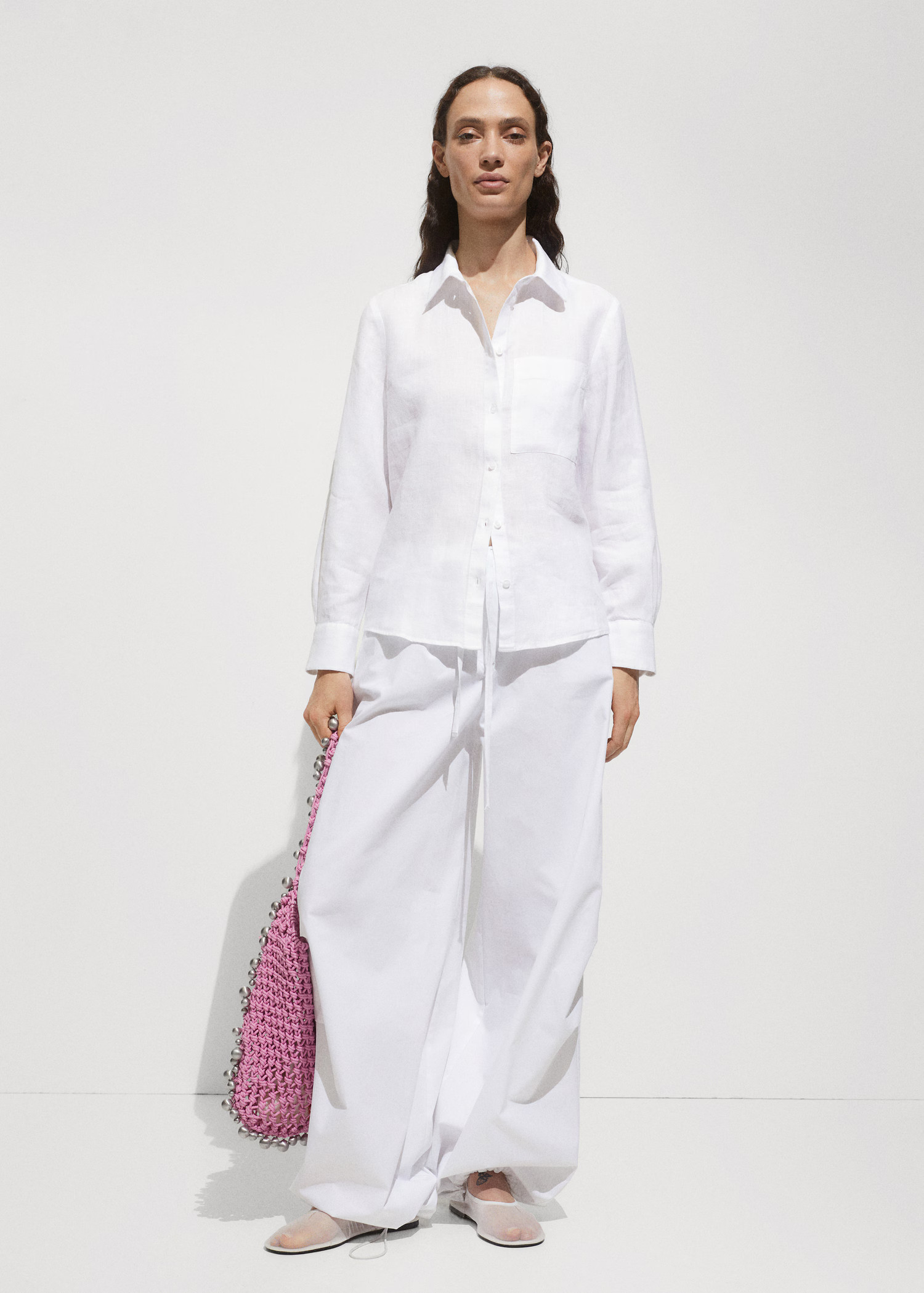 100% linen long sleeve shirt | MANGO (UK)