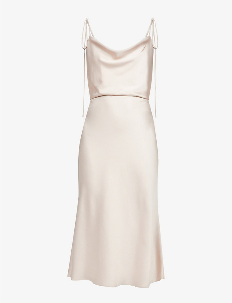 JENNY YOO Kat cowl-neck satin midi dress | Selfridges