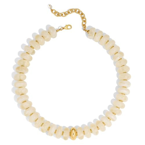 RepaTime Resin Beige Bead Necklace, Summer Fashion Statement Beaded Necklace for Women, Adjustable Length, Lightweight & Cool, Suitable for Beach, Vacation, Daily Wear & Summer Parties | Amazon (US)