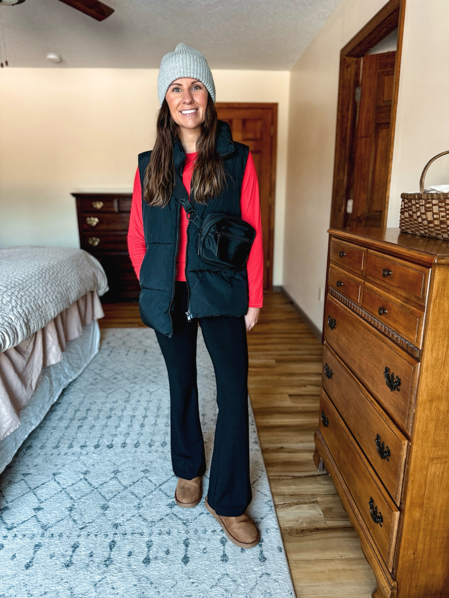 I’m wearing size medium in my red long sleeve, size small in my flare leggings/yoga pants (I also linked similar ones!) and a size small shirt n my puffer vest. My boots fit true to size and are a few years old (I linked this year’s version and another similar pair from Amazon). My beanie is my favorite and I own in 3 colors (grey, tan, and red).

I also linked the bra that I like to wear under tops like this—it’s seamless, wireless, and so comfy! 


#LTKSeasonal #LTKFindsUnder100 #LTKPetite