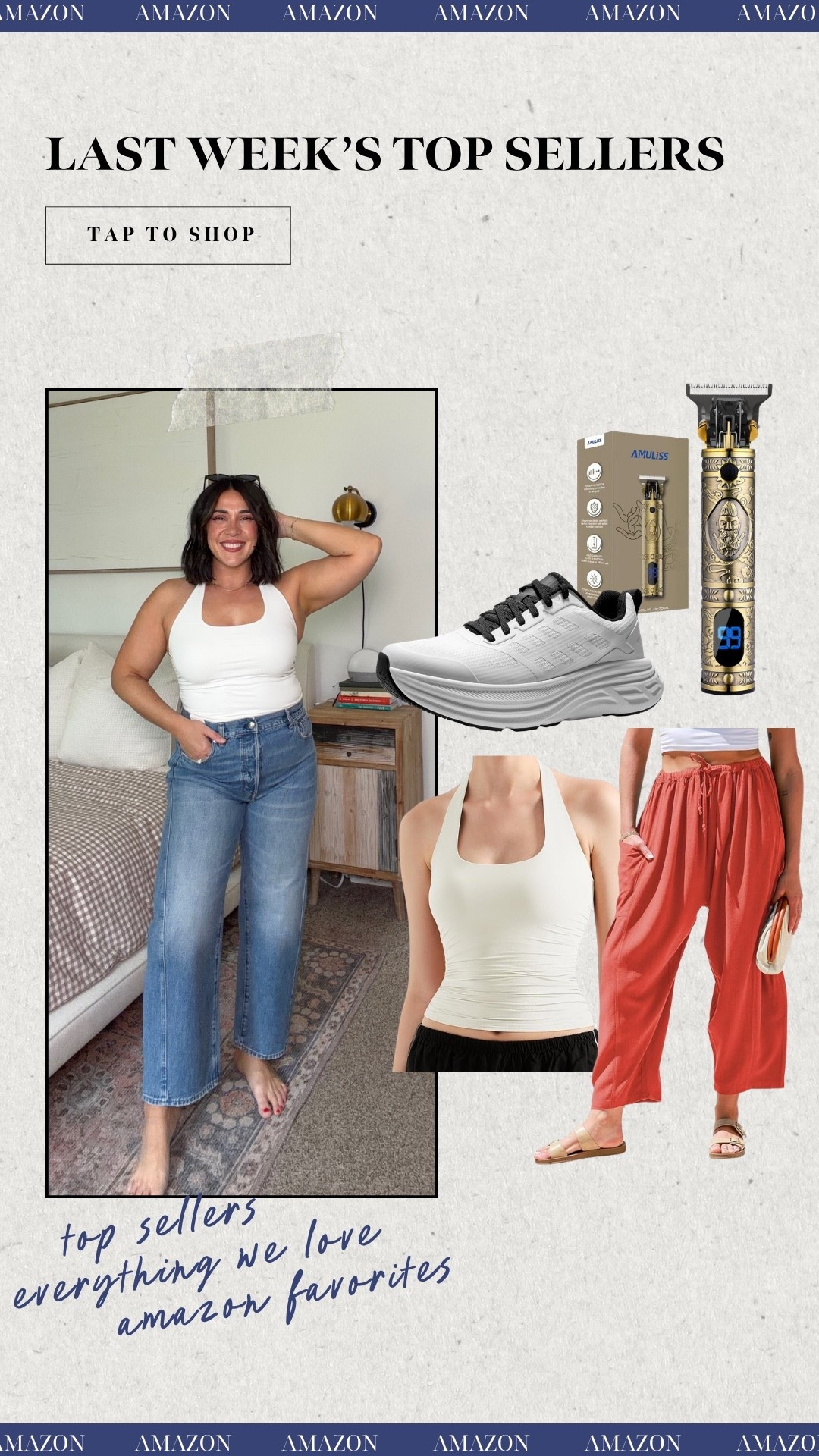 Last weeks top Amazon sellers! Hoka lookalikes, kitty razor, double lined halter top on sale, & my fav linen pants! 

Size M pants, size L top

#LTKSaleAlert #LTKMidsize #LTKBeauty