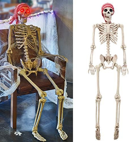 yosager 5 ft Pose-N-Stay Life Size Skeleton with Glowing Eyes, Human Bones Full Body Realistic wi... | Amazon (US)