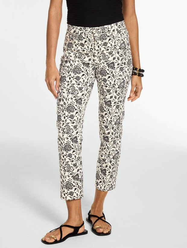 Straight Crop Jeans - Jacobean Vines | Talbots