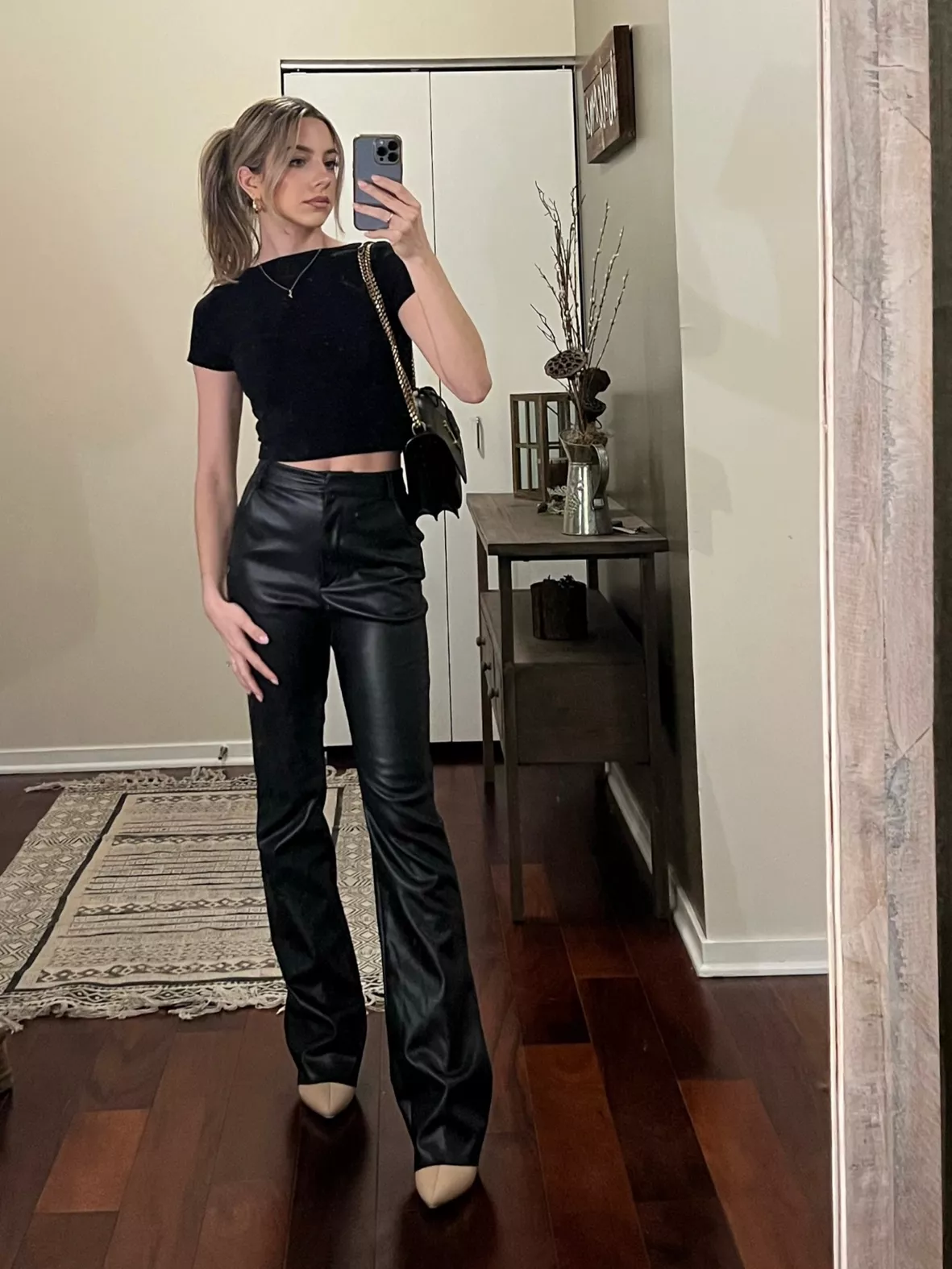 Leather-Like Straight Leg Pant curated on LTK