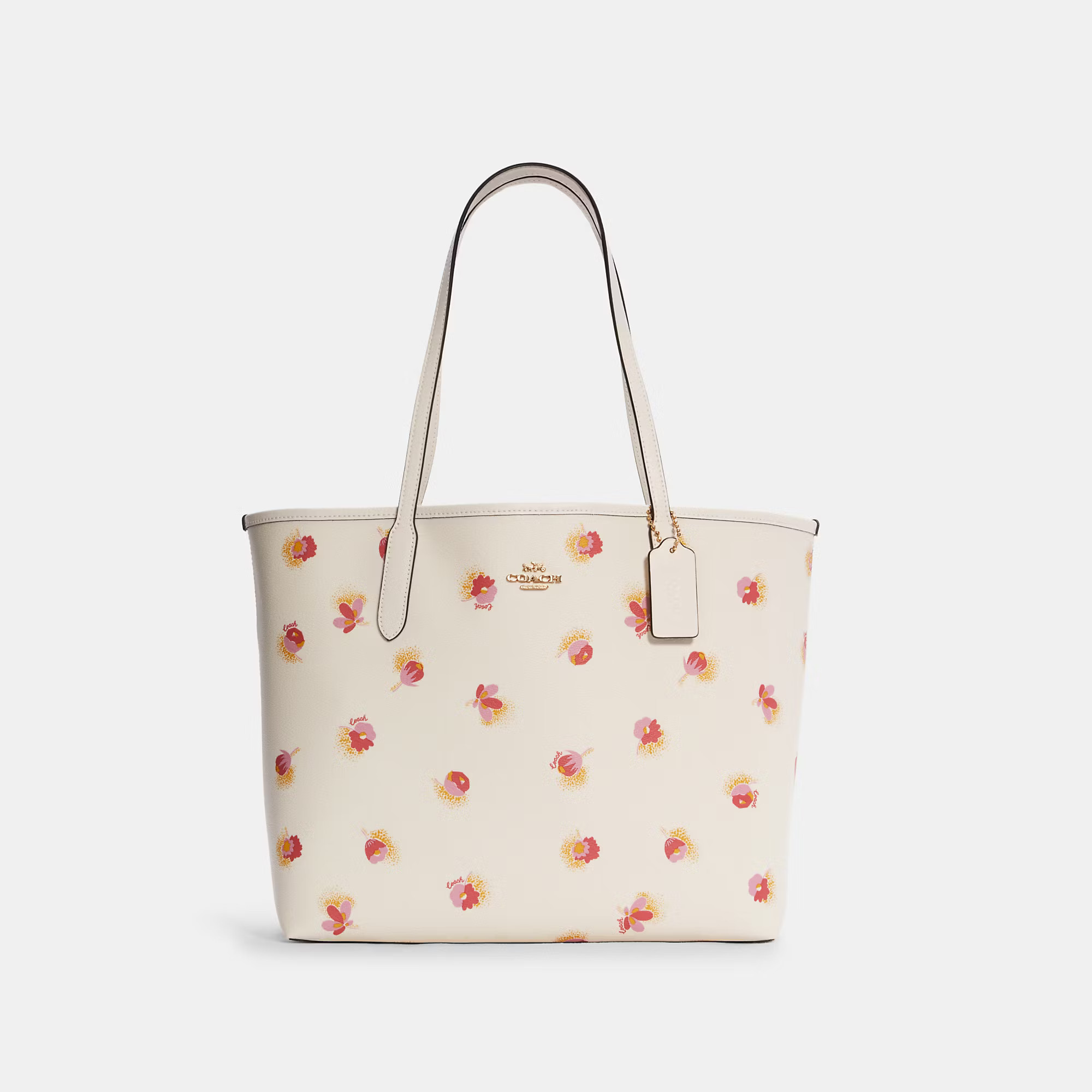 COACH Women's City Tote With Pop Floral Print - White | Coach Outlet US