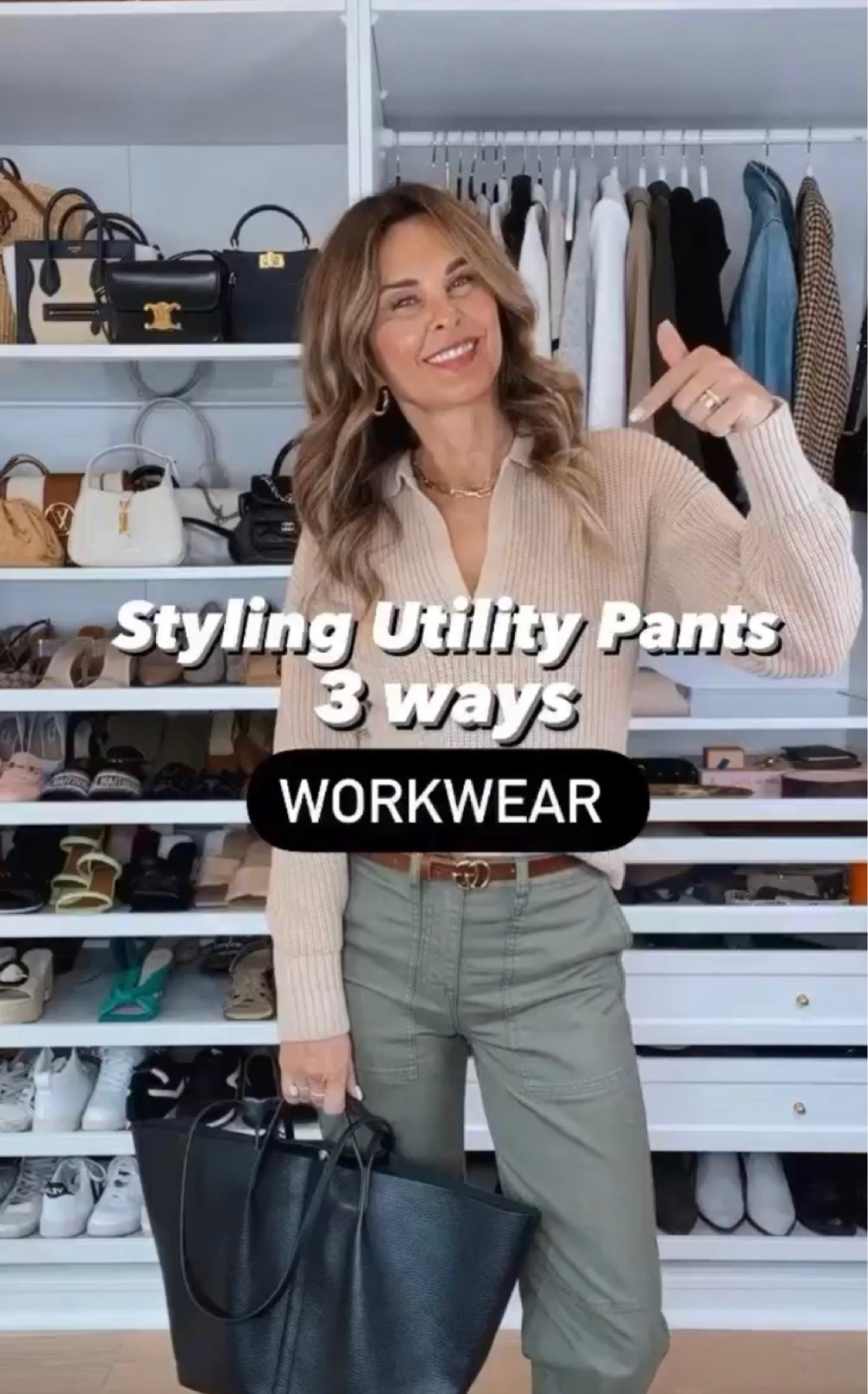 Utility pants TTS wearing 25
Tan polo sweater SZ S
White button up SZ XS
Black tie belt SZ S
Gucci belt SZ 80

#LTKworkwear #LTKsalealert #LTKstyletip