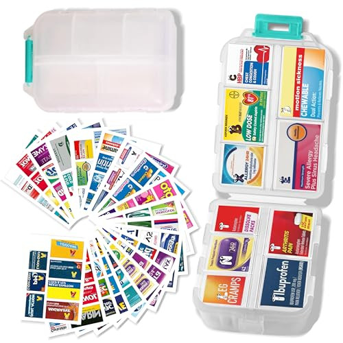 Large Pill Organizer with 161 Medicine Labels, Travel Pill Case | Amazon (US)
