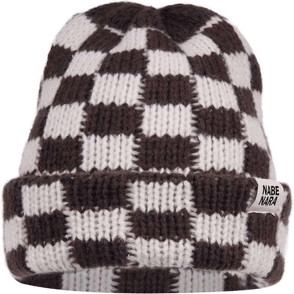 CLAPE Beanies Winter Plaid Cuff Knit Hat Soft Stretch Thick Chunky Warm Knitted Skull Ski Cap Tob... | Amazon (US)