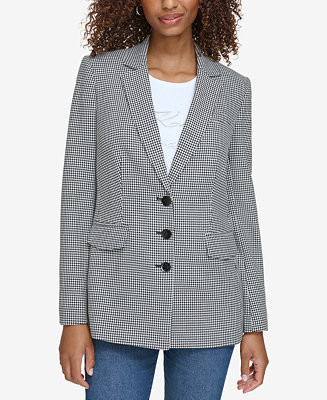 KARL LAGERFELD PARIS Petite Houndstooth Check Blazer, First@Macy’s - Macy's | Macy's