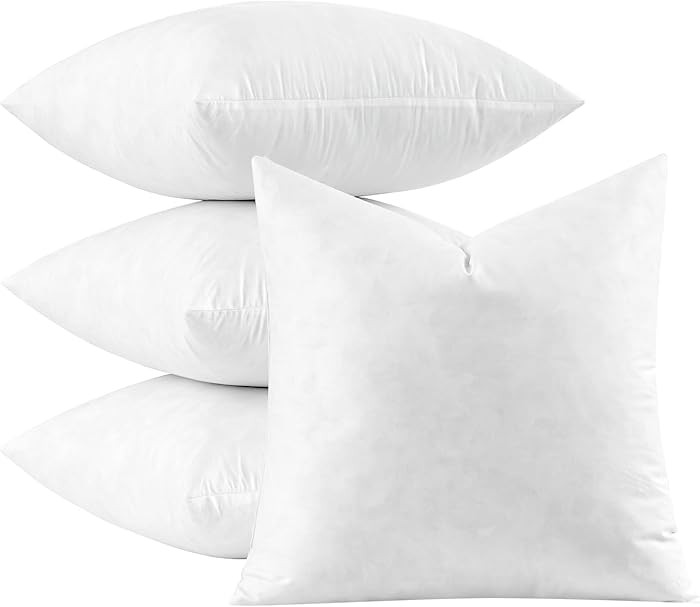 MIULEE Euro Pillow Inserts 26x26 Inch Set of 4, Feather Mix Polycotton with Cotton Fabric Square ... | Amazon (US)