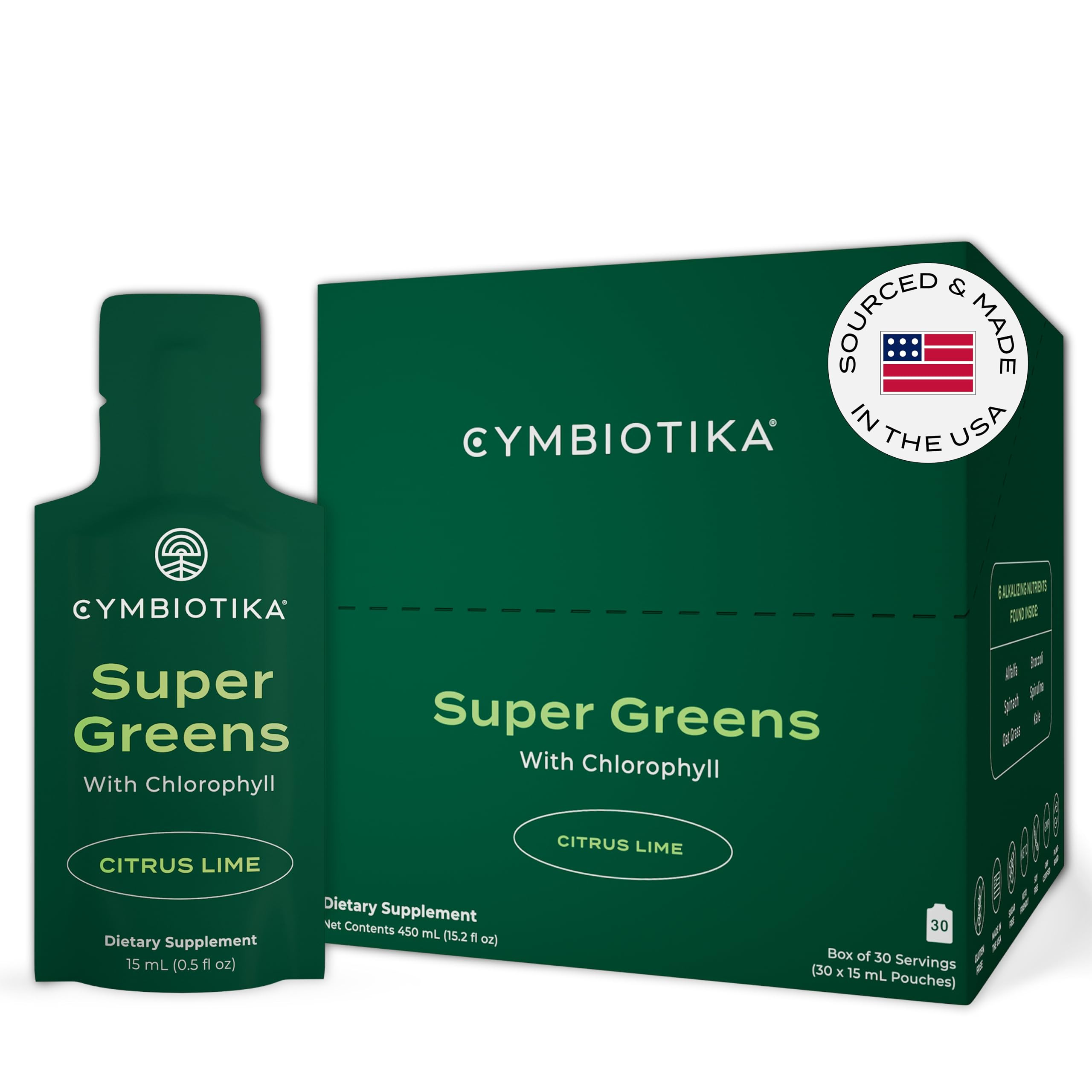CYMBIOTIKA Super Greens Supplement with Chlorophyll, Spirulina, Daily Vegan Superfood Packets for... | Amazon (US)