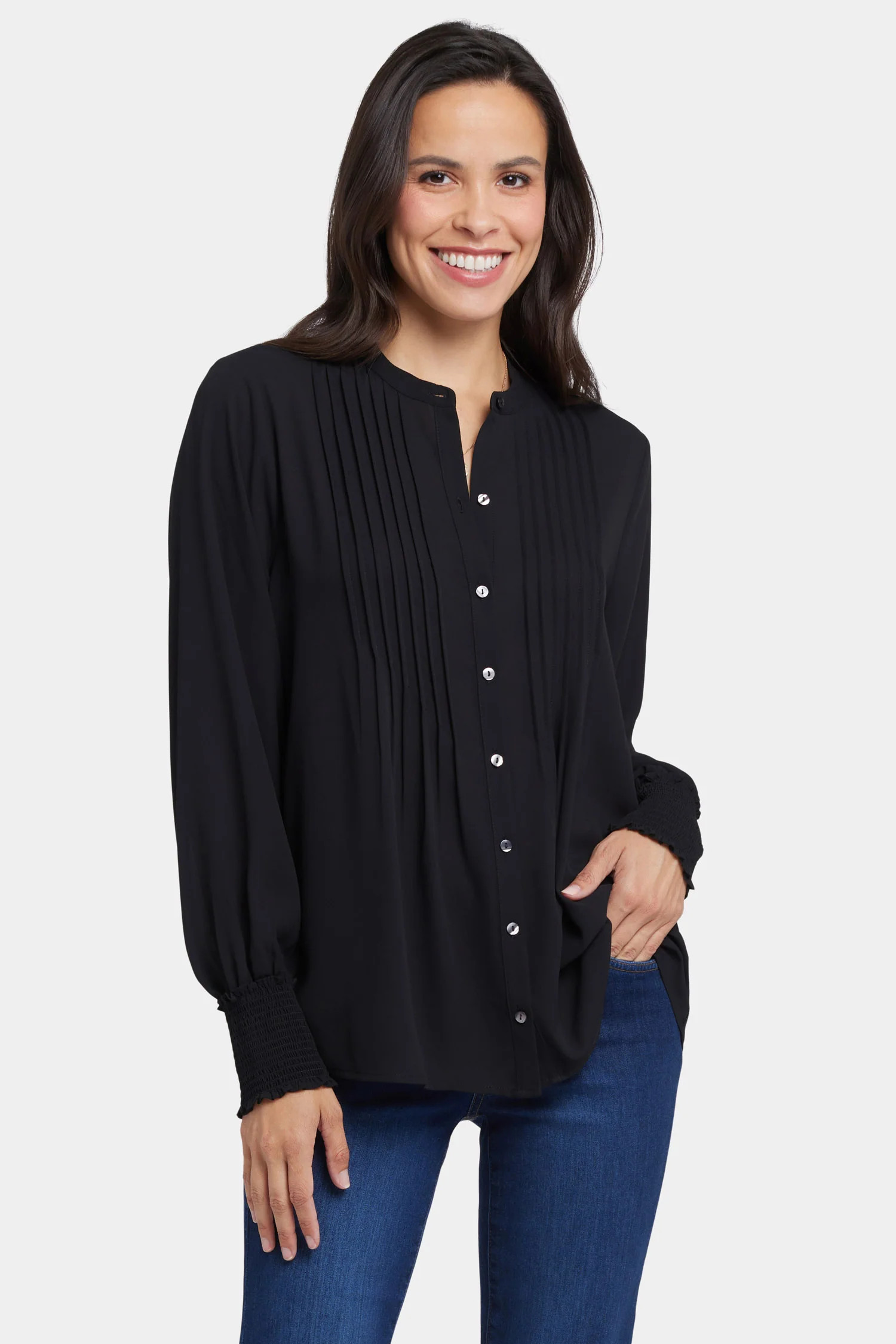 Pleated Peasant Blouse | NYDJ