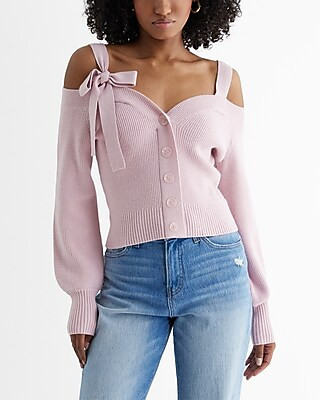 Off The Shoulder Tie Strap Cardigan | Express