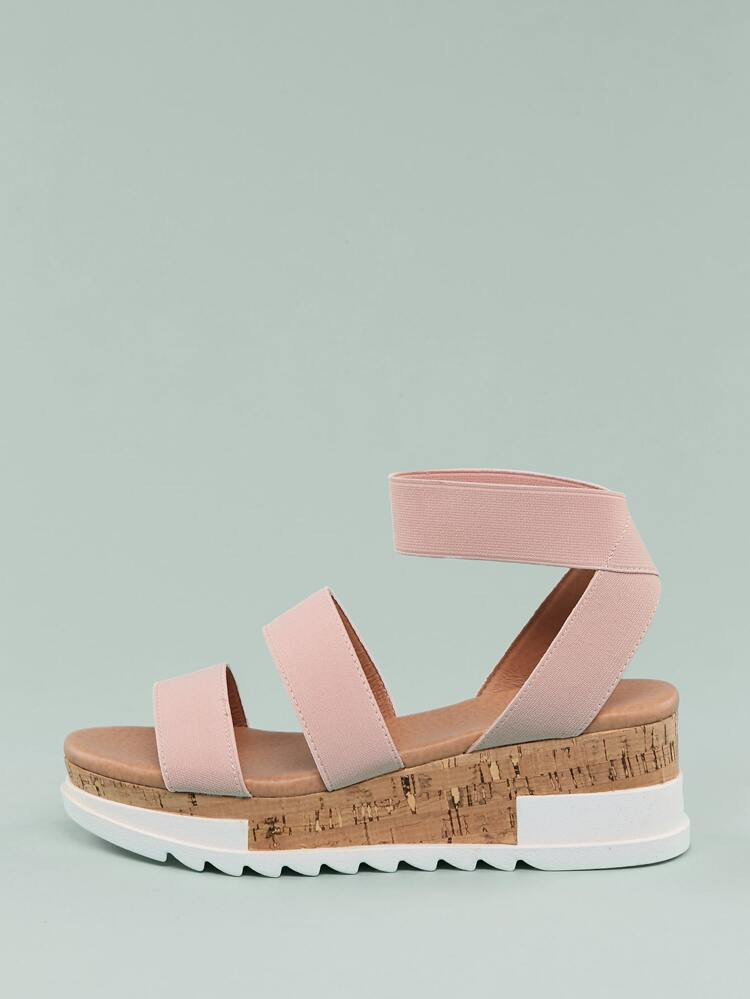 Cork Flatform Rigid Sole Stretchy Sandals | SHEIN