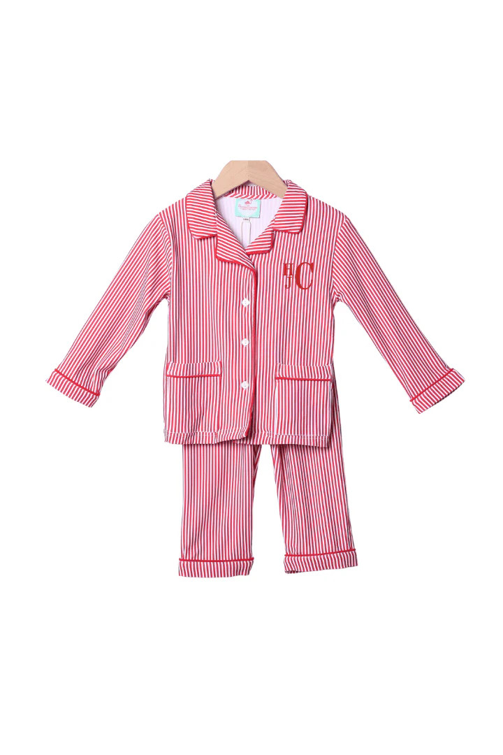 Red Christmas Stripe Lounge Set | The Smocked Flamingo