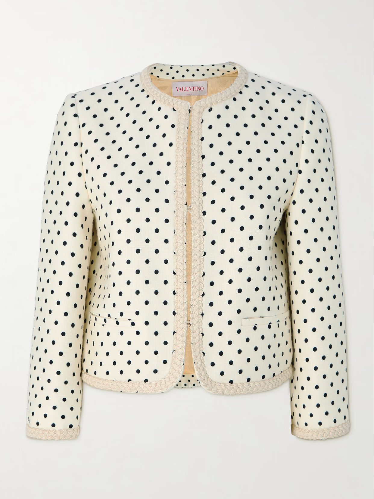 Valentino Garavani - Embroidered Polka-dot Woven Jacket - Cream | NET-A-PORTER (US)
