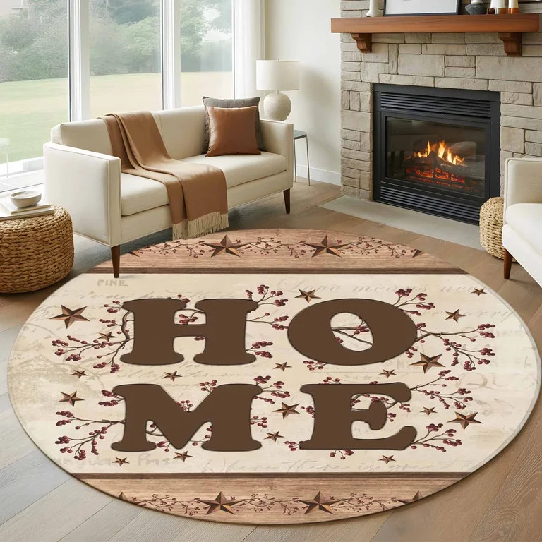 8ft Round Rug, Country Non-Skid Rubber Backing Large Area Rugs - Living Room Bedroom Home Office,... | Walmart (US)