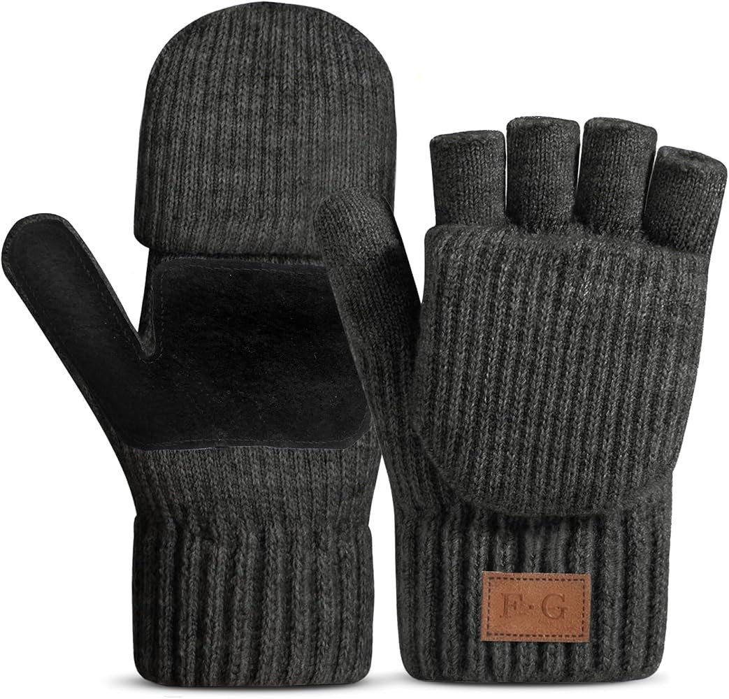 Winter Thermal Fingerless Gloves Mittens, Knitted Convertible Mittens Flap, Warm Gloves for Women... | Amazon (US)