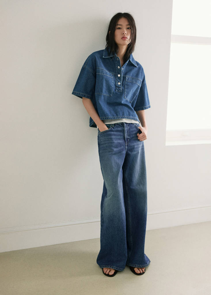Wide leg mid-rise jeans medium blue - Woman - 0 - MANGO | Mango (US/MX/AU)