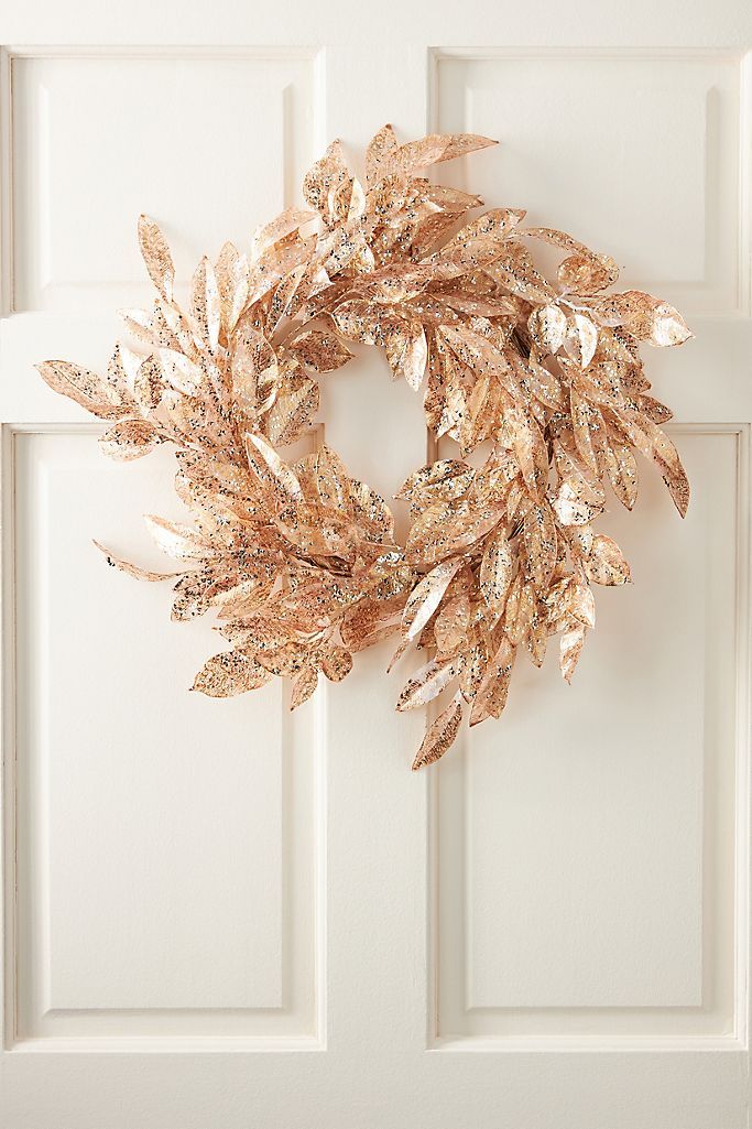 Ice-Frosted Lemon Leaf Wreath | Anthropologie (US)