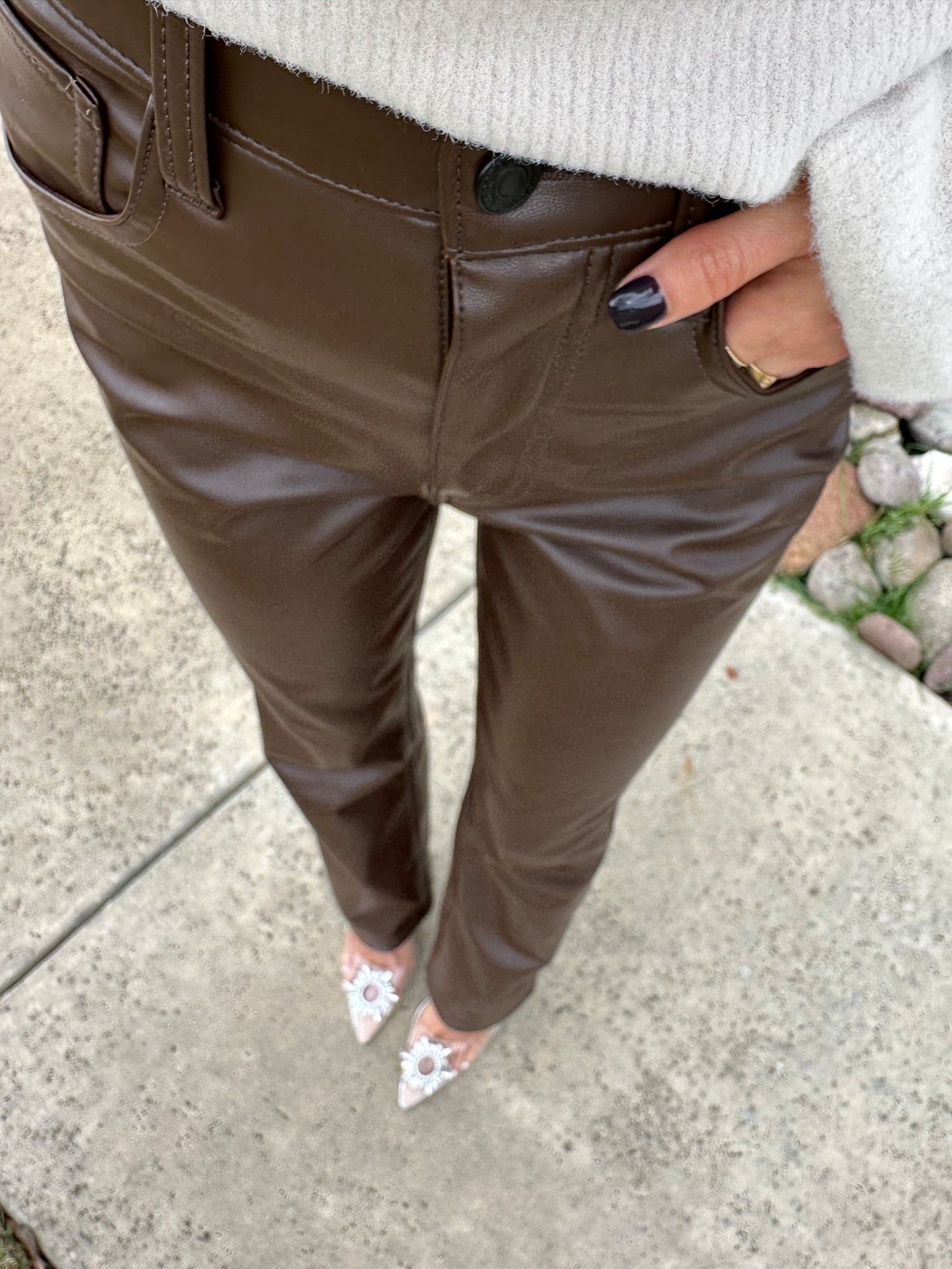 Favorite faux leather brown pants wearing 23 x short 

#LTKFindsUnder100 #LTKPetite #LTKFindsUnder50