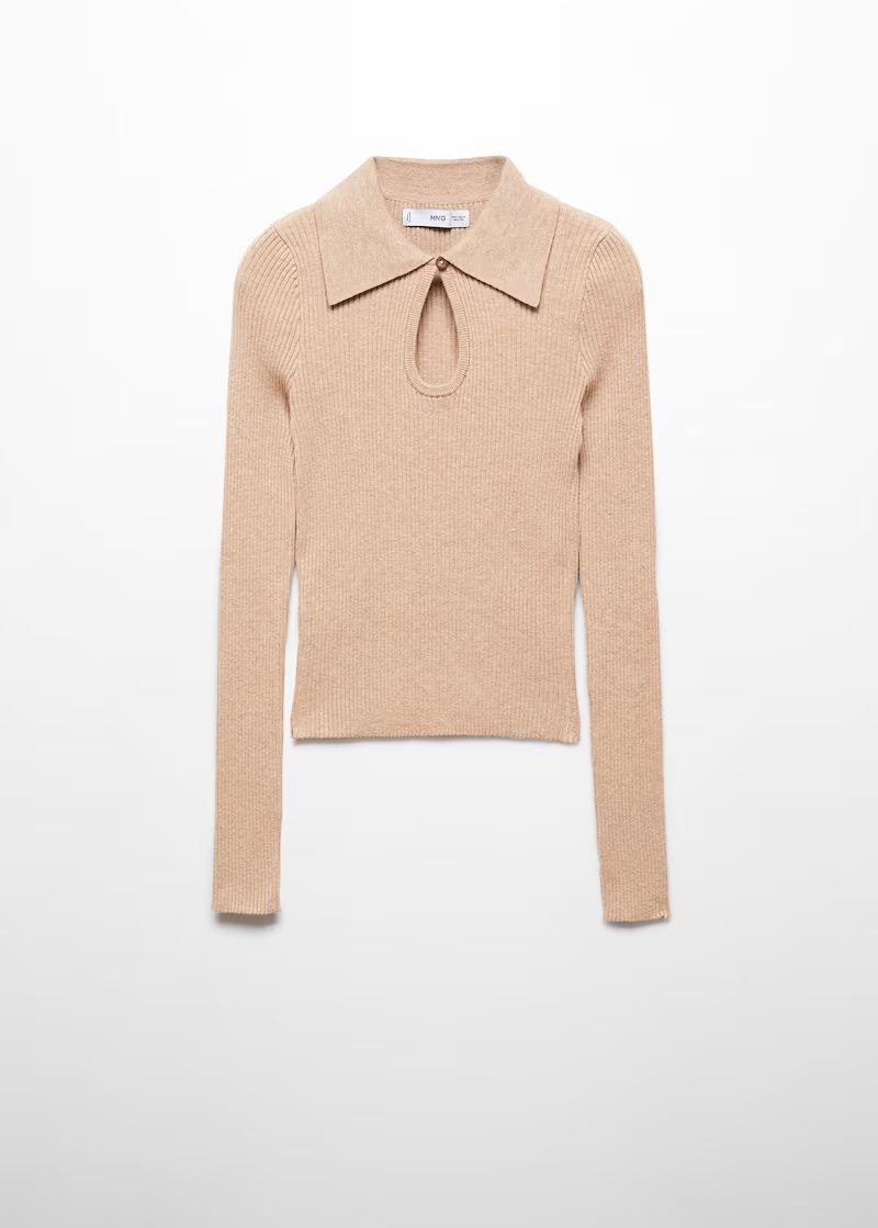 Polo neck opening sweater -  Women | Mango United Kingdom | MANGO (UK)