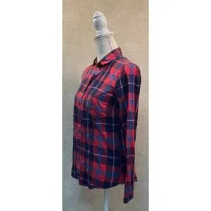 J.Crew J. Crew Perfect Fit Red Blue Plaid XS Button Down Womens | Poshmark