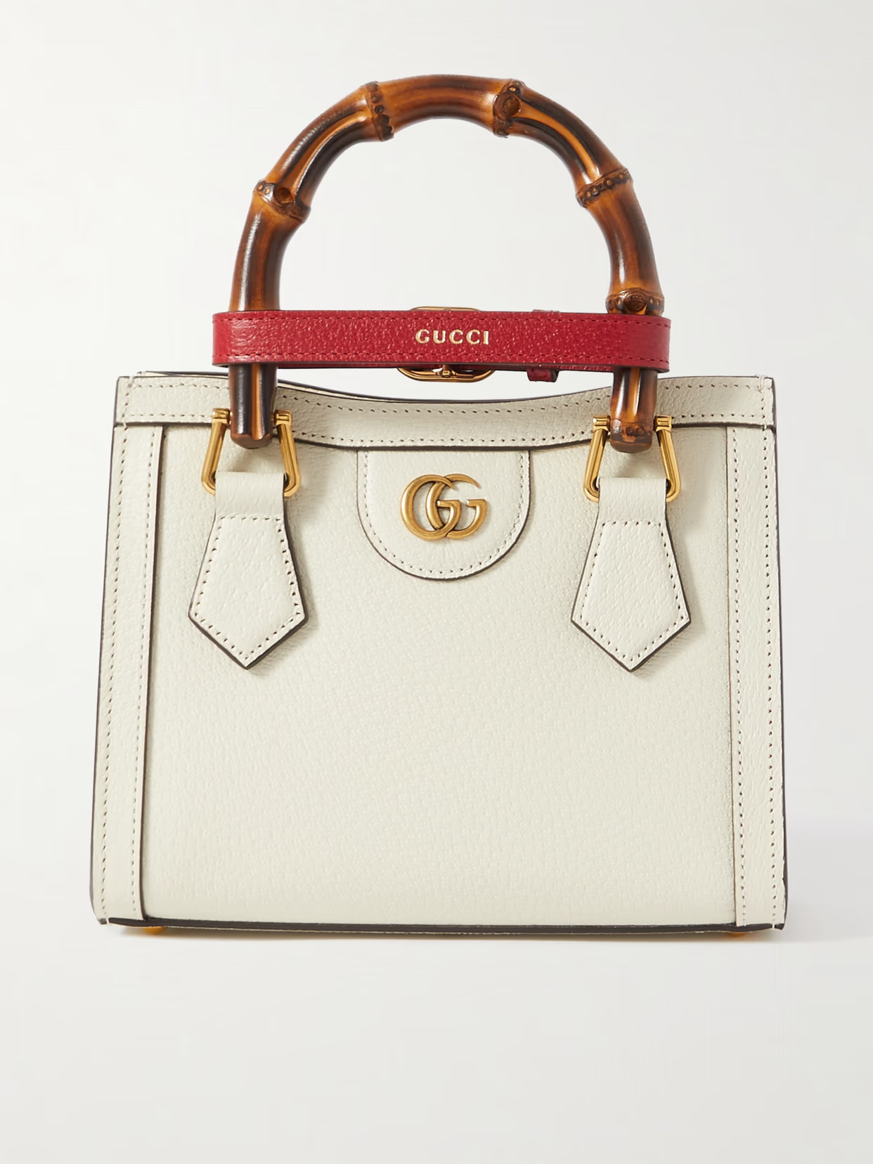Gucci - Diana Mini Textured-leather Tote - Ivory | NET-A-PORTER (US)