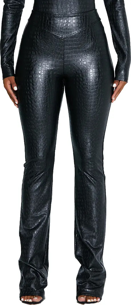 Croc Embossed Faux Leather Bootcut Pants | Nordstrom