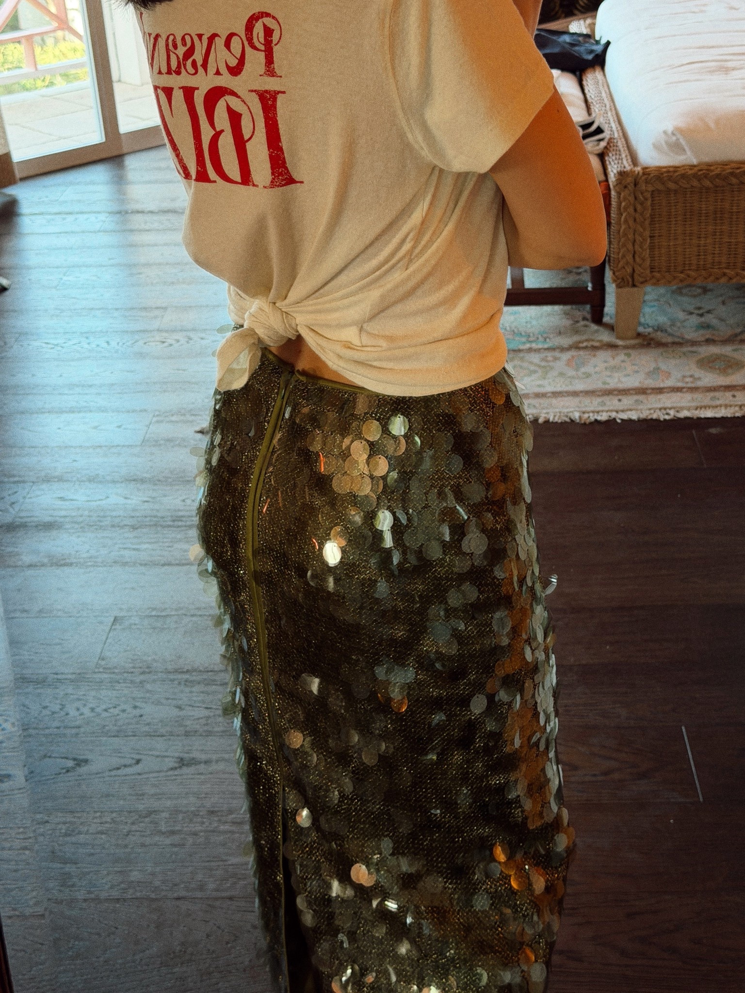 Size 4 sequin skirt, size large tee 