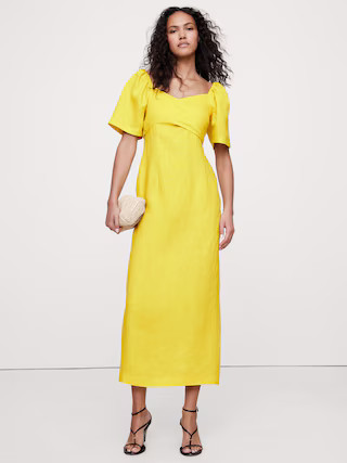 Linen Sweetheart Long Midi Dress | Banana Republic | Banana Republic (US)