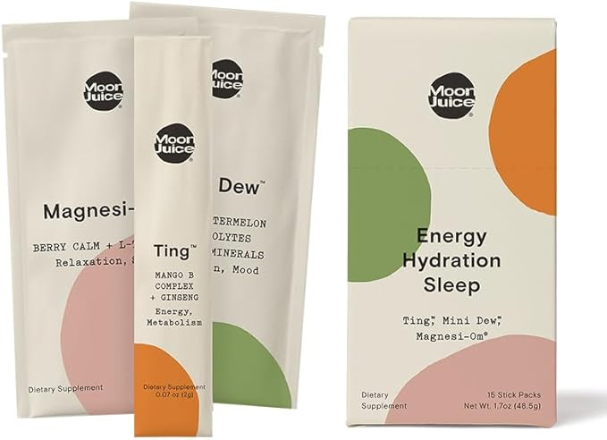 Moon Juice Magnesi-Om, Ting & Mini Dew Stick Set Single Servings of Relaxation, Energy & Hydratio... | Amazon (US)