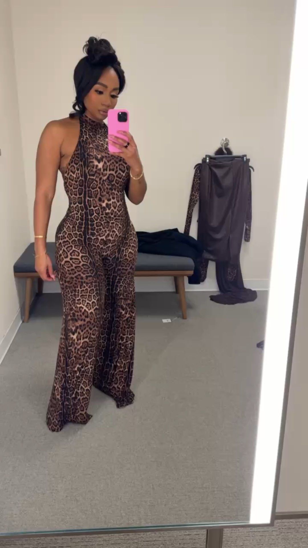 Leopard print wide leg halter jumpsuit! Date night, concert, dinner outfit inspo! 

#LTKootd