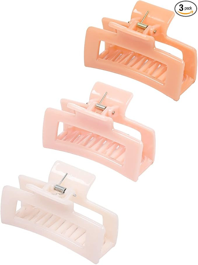 Rectangle Hair Claw Clips, Manshui 3 Pcs Medium Large Hair Claw Clips, Strong Hair Clips for Girl... | Amazon (US)