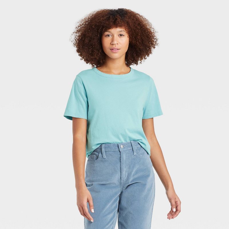 Women&#39;s Short Sleeve T-Shirt - Universal Thread&#8482; Light Aqua Blue L | Target