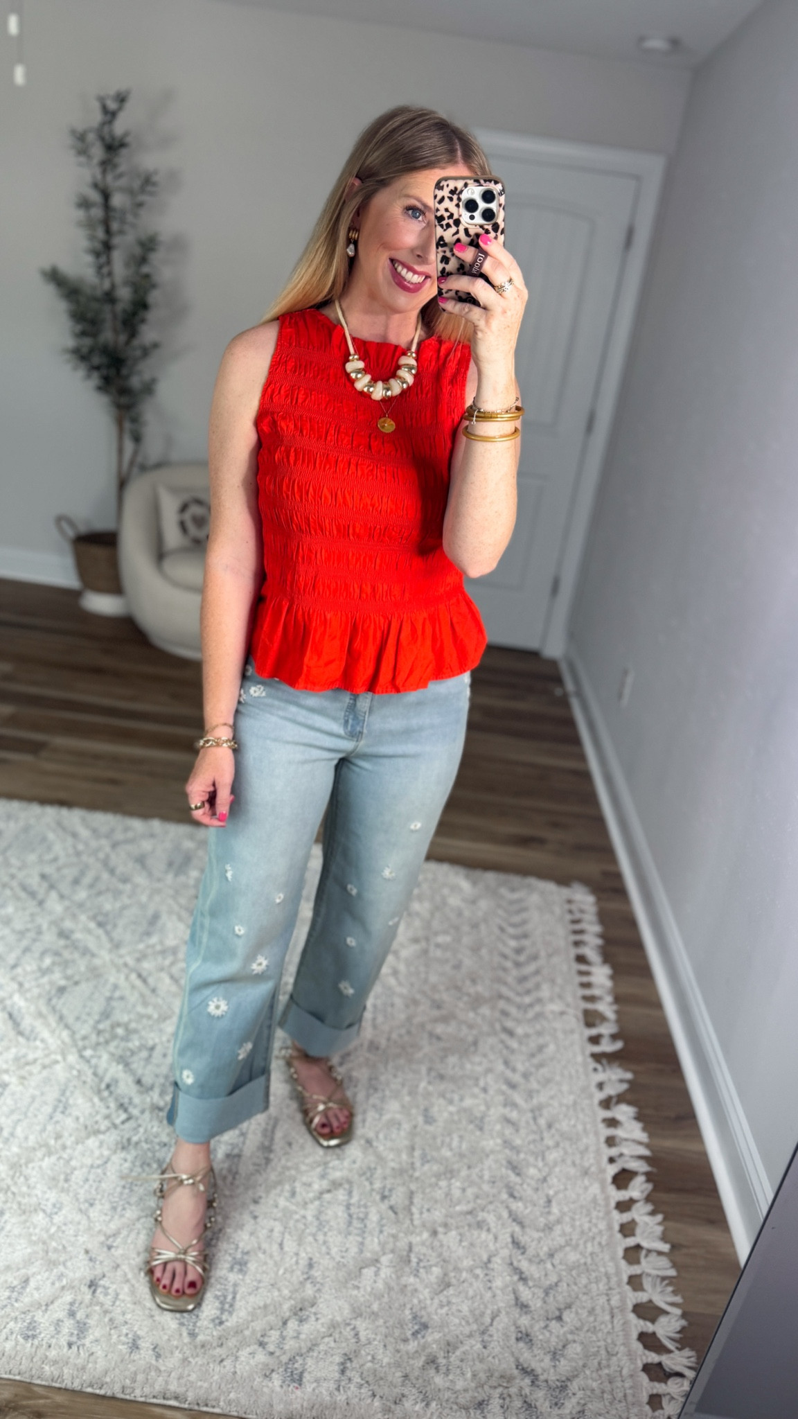 Daily try on, Walmart outfit, Walmart fashion, Walmart try on, smocked top, floral embroidered jeans

#LTKootd #LTKmomlife
