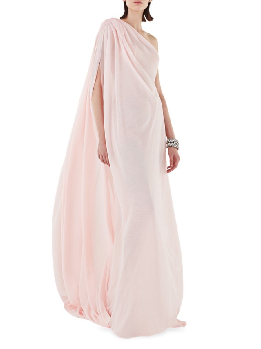 One-Shoulder & Cape-Back Gown | Saks Fifth Avenue
