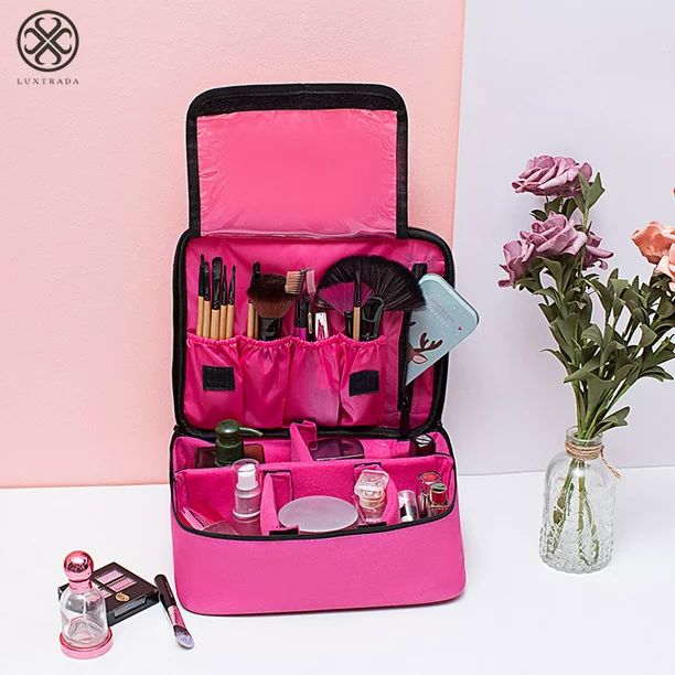 Luxtrada Makeup Train Professional Travel Bag Cosmetic Cases Organizer Portable Storage Bag, Rose... | Walmart (US)