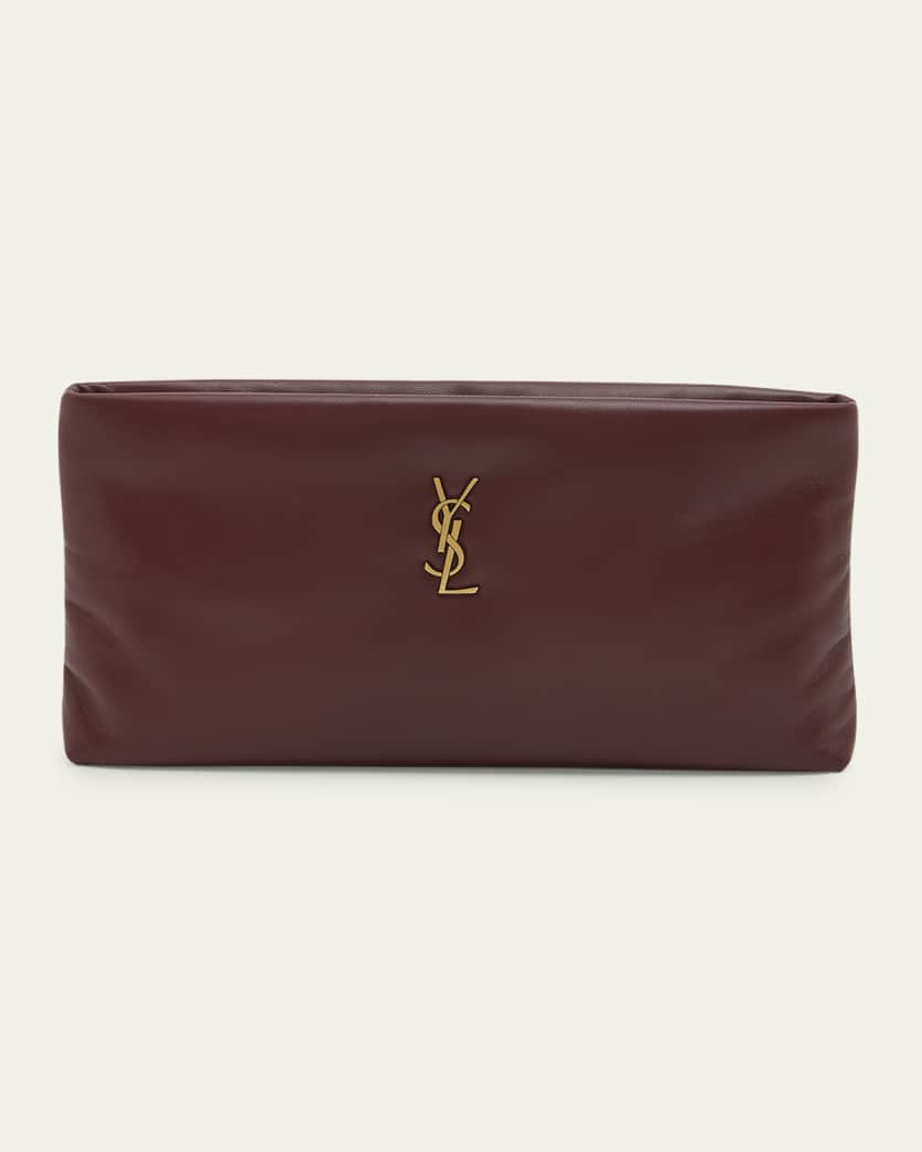 Calypso Ziptop YSL Clutch Bag in Smooth Padded Leather | Neiman Marcus