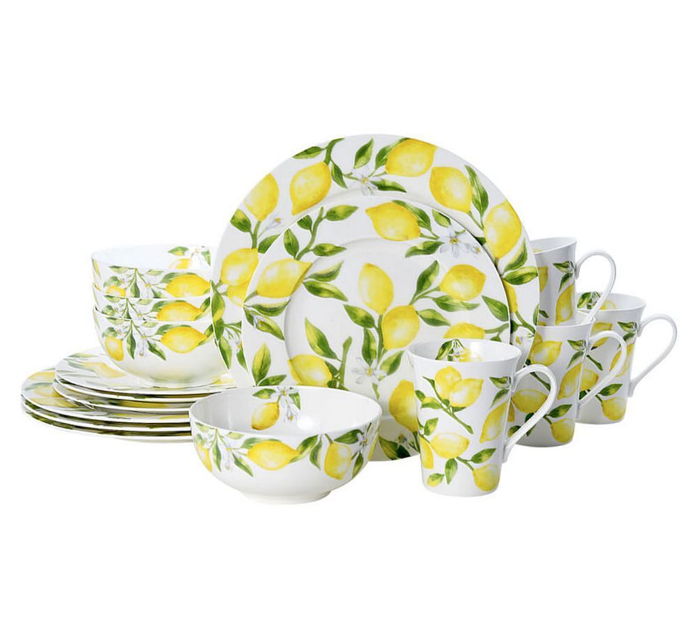 Lemons Bone China 16-Piece Dinnerware Set | Pottery Barn (US)