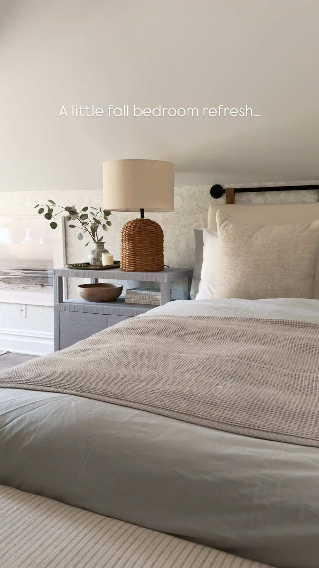 I gave our attic guest bedroom a little fall refresh with the help of @quince! I wanted this bedroom to feel like a boutique hotel so I chose giza cotton sheets (in white) as a base and layered on my favorite crisp percale duvet (in mist) and waffle blanket (in dove). It’s cozy and cooling and just the perfect little space for guests and holiday hosting. 

#QuincePartner 
 

 #LTKmorningroutine #LTKselfcare #LTKHome