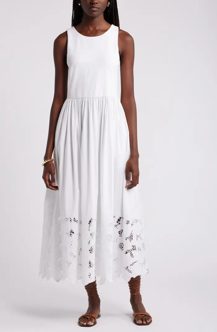 Nordstrom Embroidered Sleeveless Mixed Media Dress | Nordstrom | Nordstrom